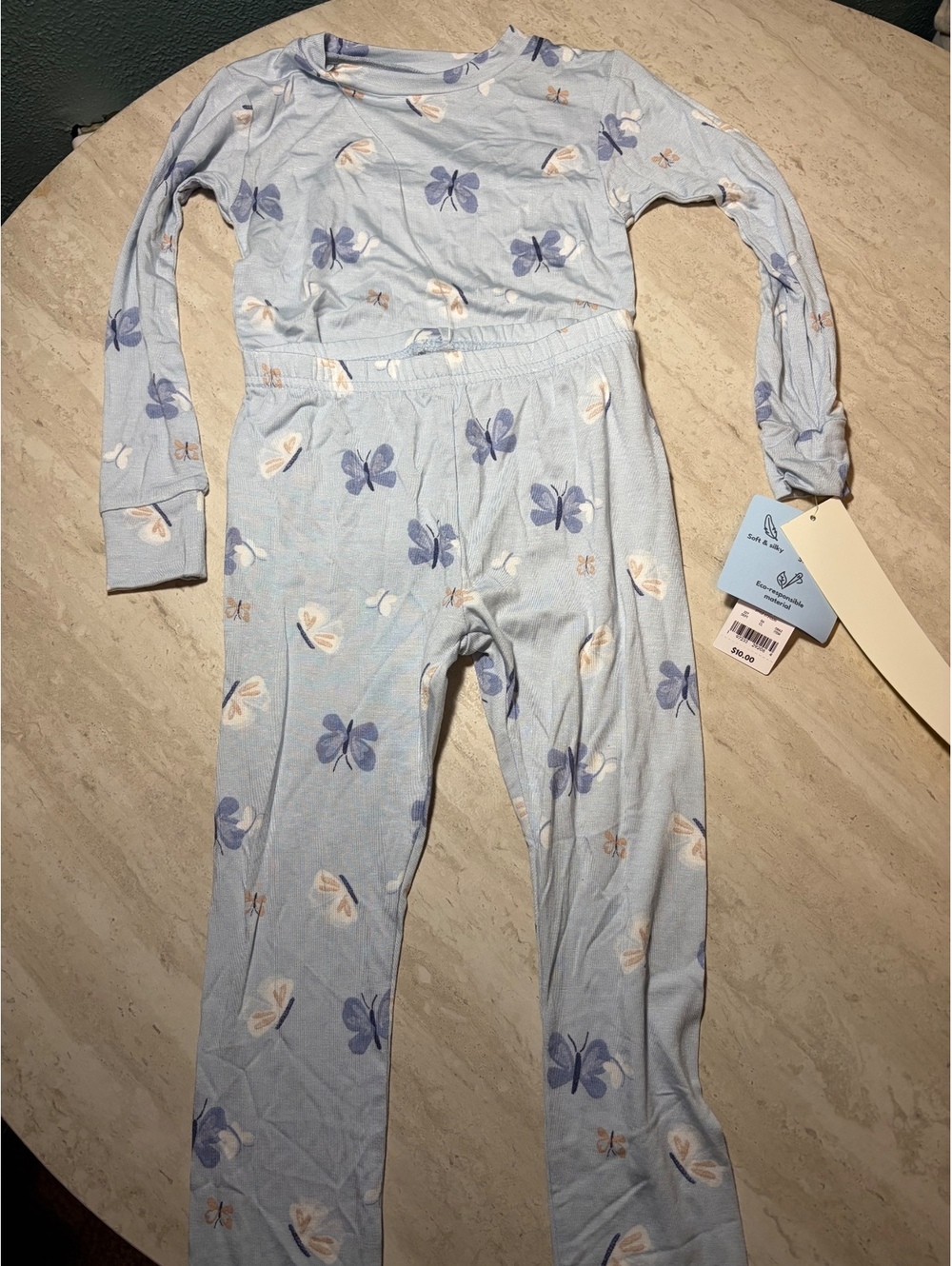 Carters Girls' Light Blue Butterfly Print Pajama Set - New with Tags